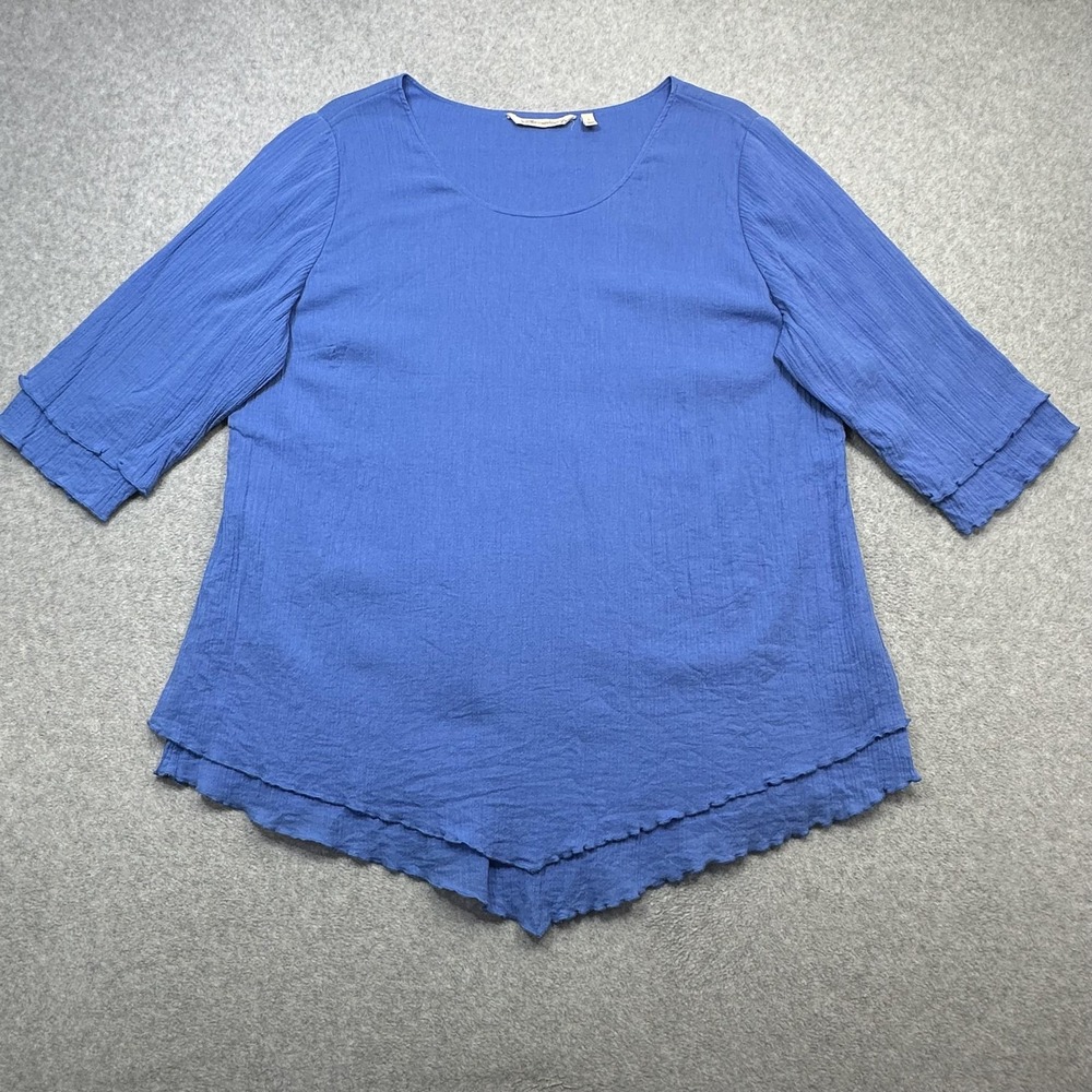 Soft Surroundings Siesta Key Tunic Womens Large Blue Gauze Cotton Lagenlook